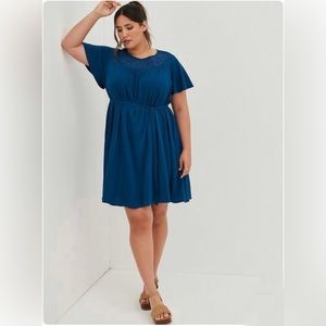 Torrid Mini Challis Embroidered Dress 3x EUC